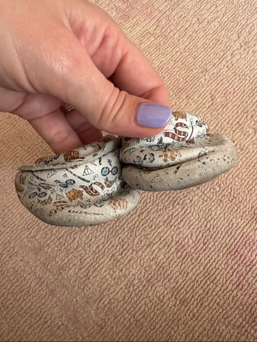 Freshly Picked White Patterned Moccasins & Gold Hufflepuff Soft Soles